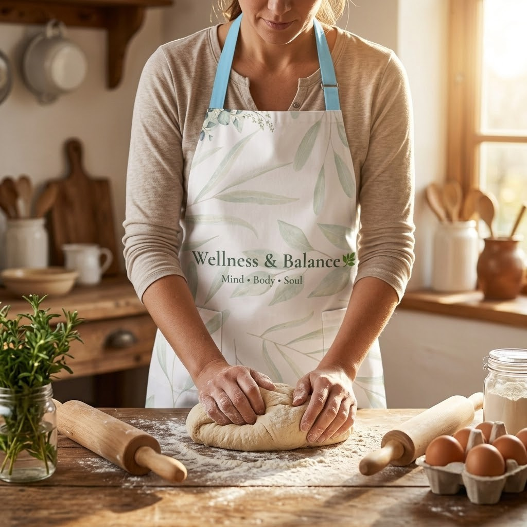 Wellness & Balance Botanical Apron | Mindful Living Kitchen Wear