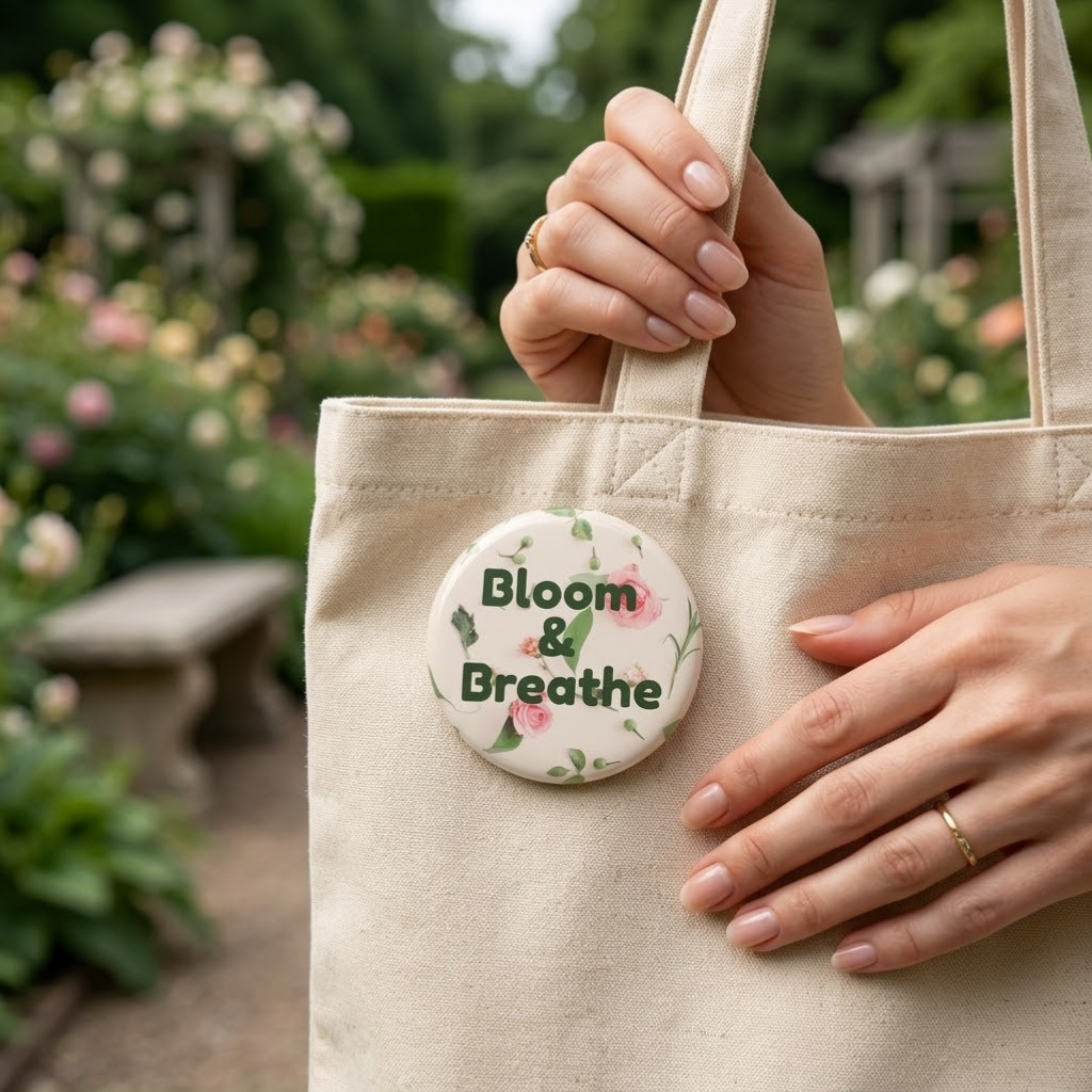 Bloom & Breathe Floral Pin Button | Aesthetic Flower Gift