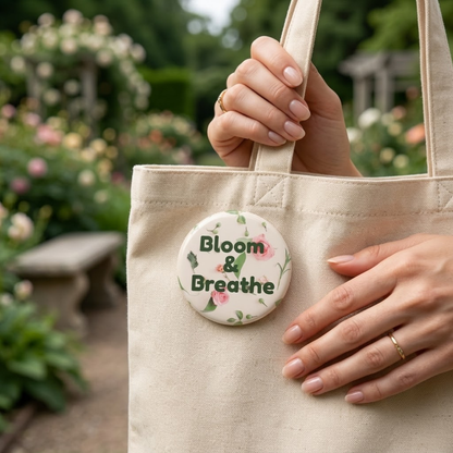 Bloom & Breathe Floral Pin Button | Aesthetic Flower Gift