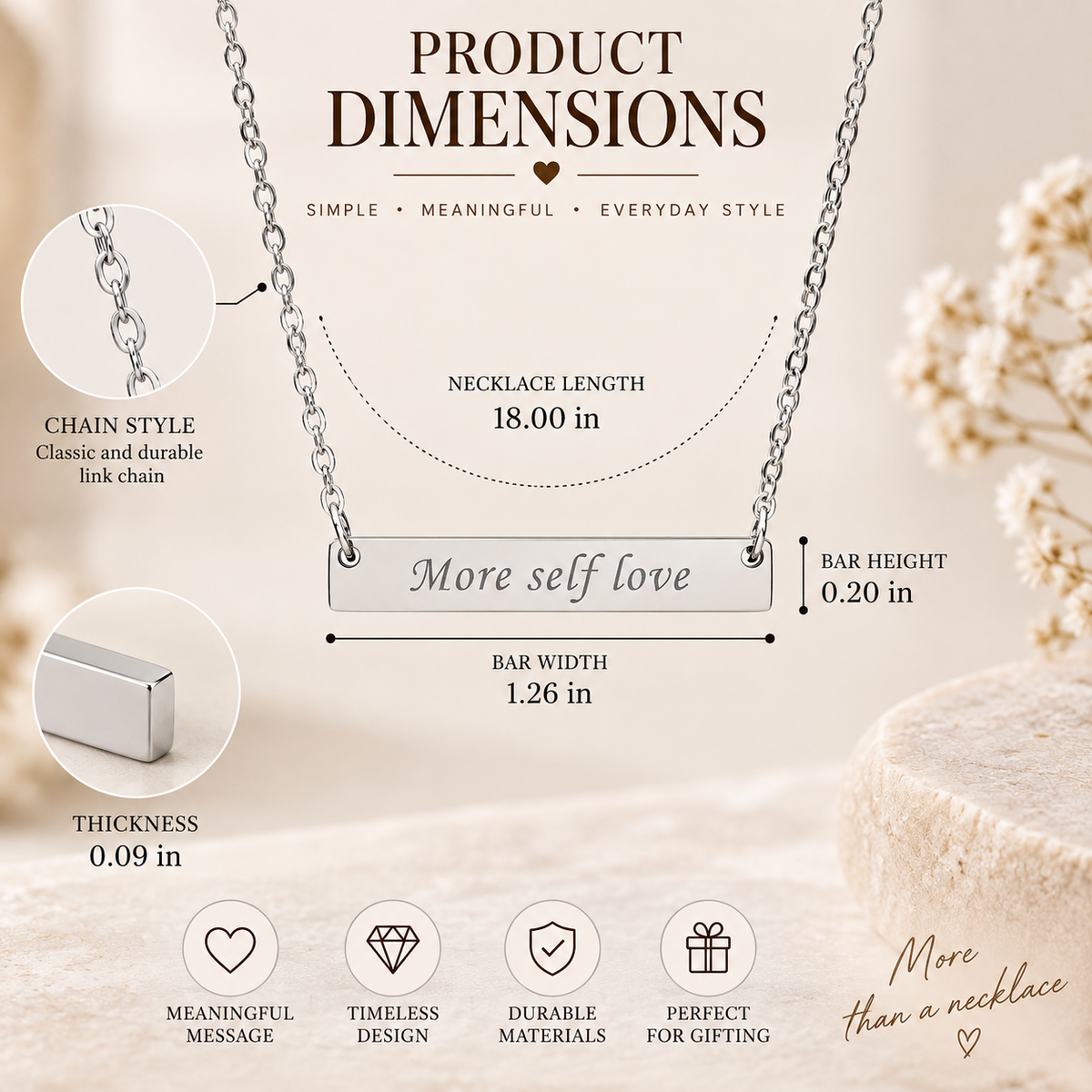 More Self Love Bar Necklace