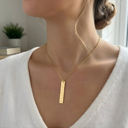 BREATHE Engraved Bar Necklace Minimalist Pendant - Accessories - bar pendant - breathe necklace - Photo 3