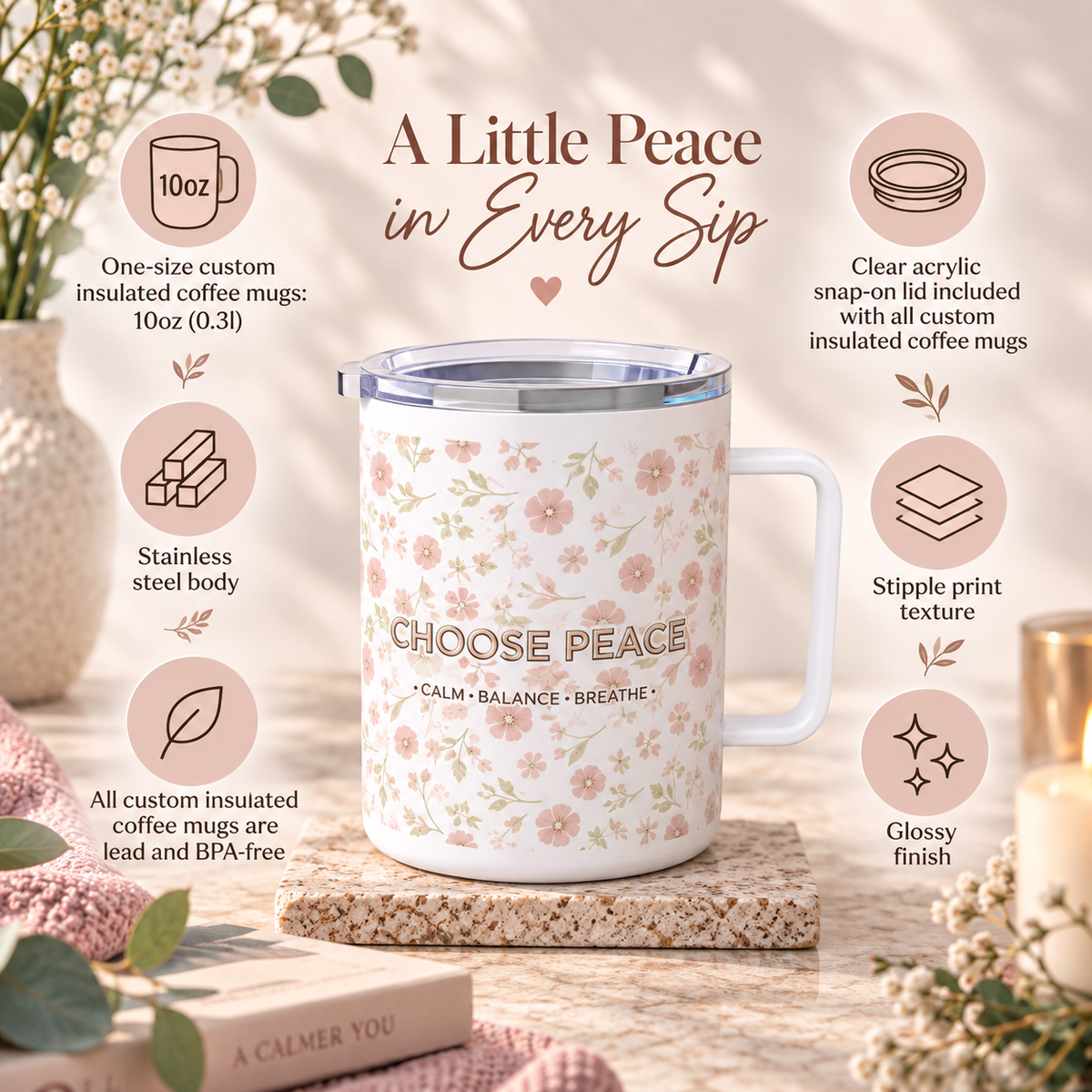 Choose Peace Floral Mug