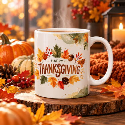 Thanksgiving Gratitude Ceramic Mug | Autumn Harvest Gift