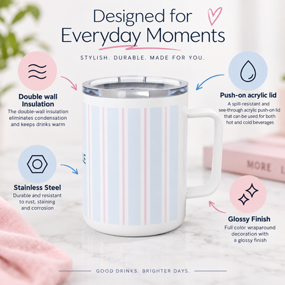 Inhale Striped Insulated Mug