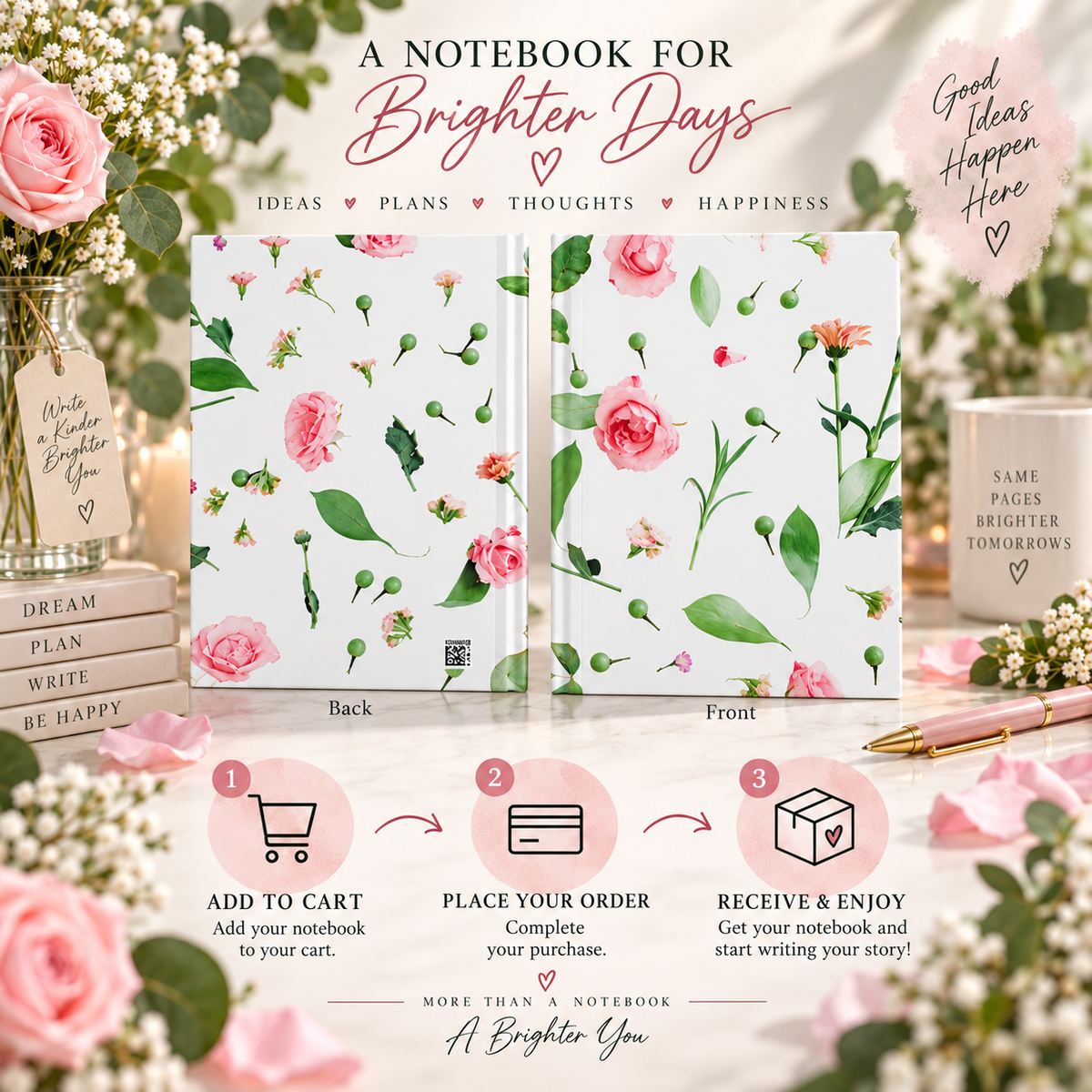 Pink Rose Garden Journal