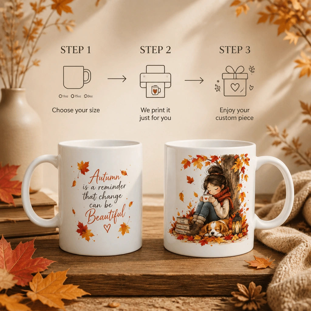 Cozy Autumn Reading Ceramic Mug | Perfect Fall Gift - new - Personalization Process