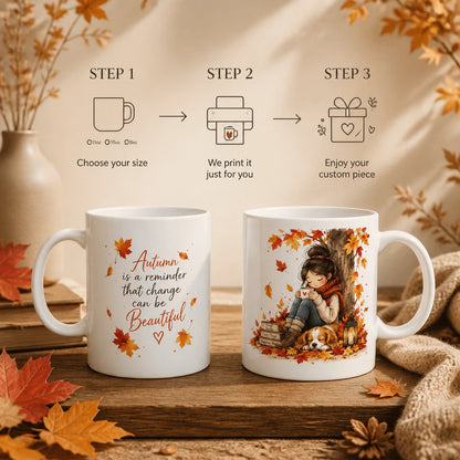 Cozy Autumn Reading Ceramic Mug | Perfect Fall Gift - new - Personalization Process