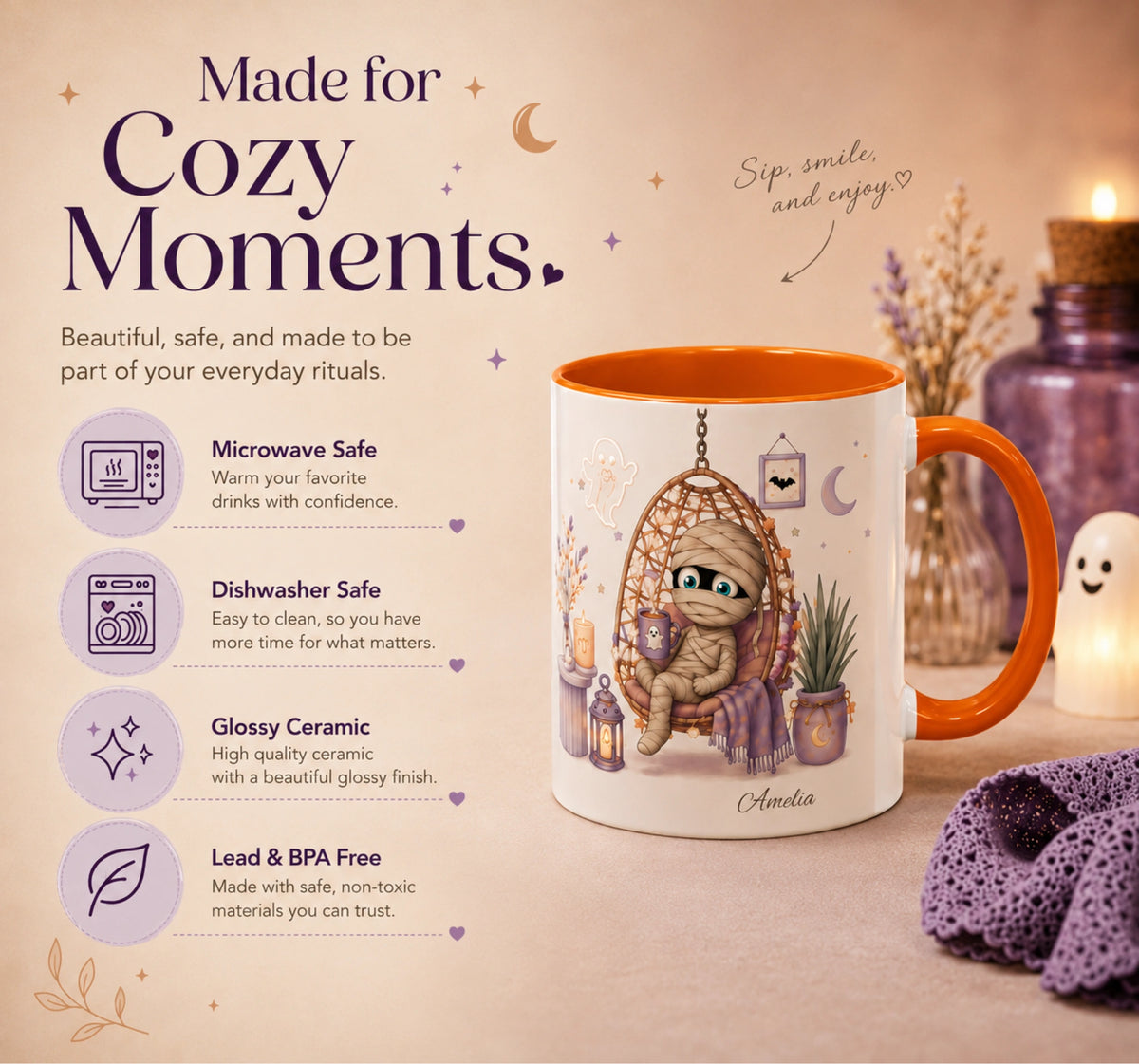 Cozy Mummy Halloween Mug