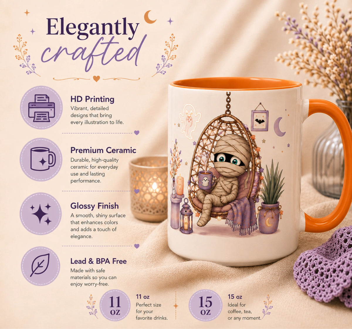 Cozy Mummy Halloween Mug