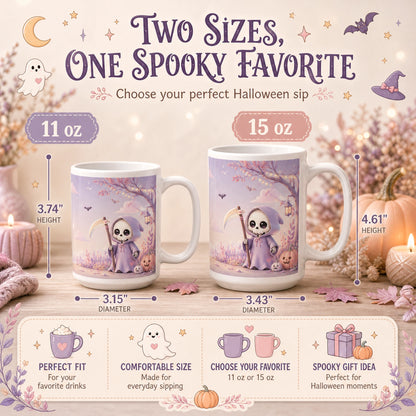 Cute Grim Reaper Ceramic Mug | Halloween Gift - new - Variants Size