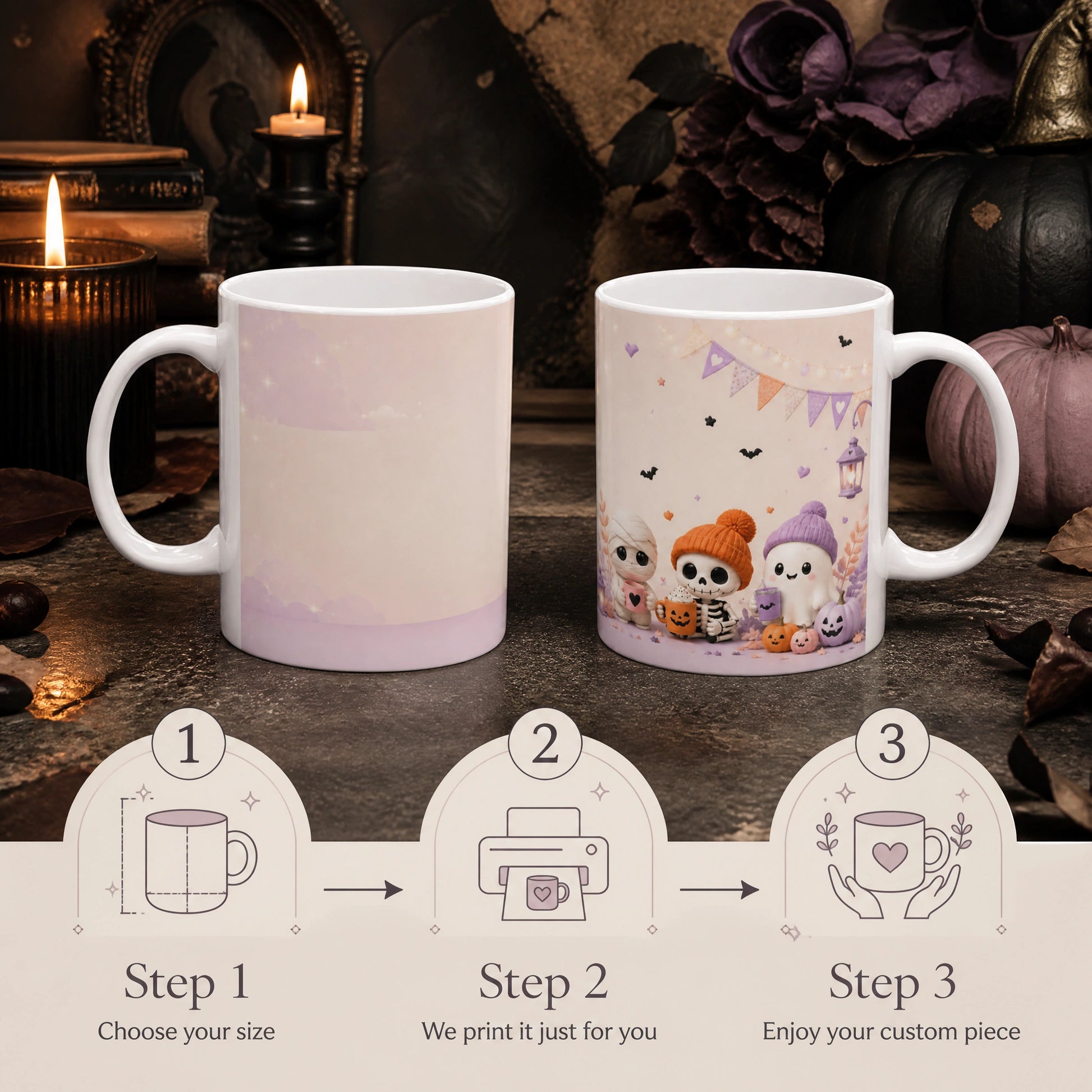 Cute Halloween Characters Ceramic Mug | Spooky Season Gift - new - Personalization Process