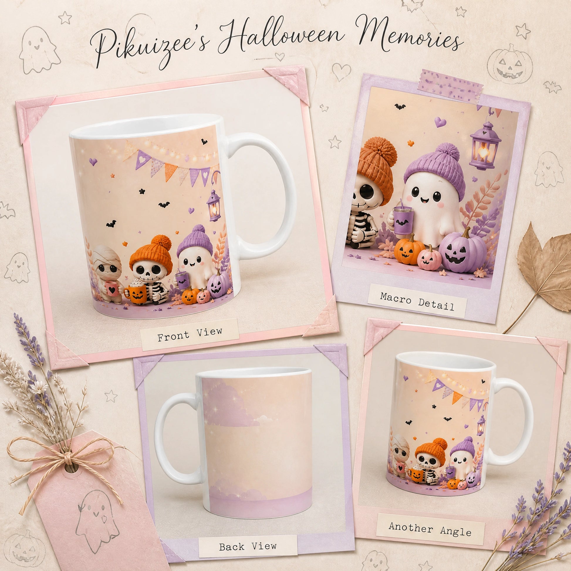 Cute Halloween Characters Ceramic Mug | Spooky Season Gift - new - Wrap Around Artwork