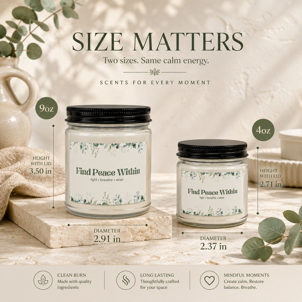Find Peace Within Eucalyptus Candle