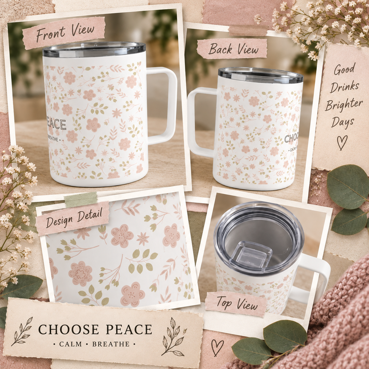 Choose Peace Floral Mug