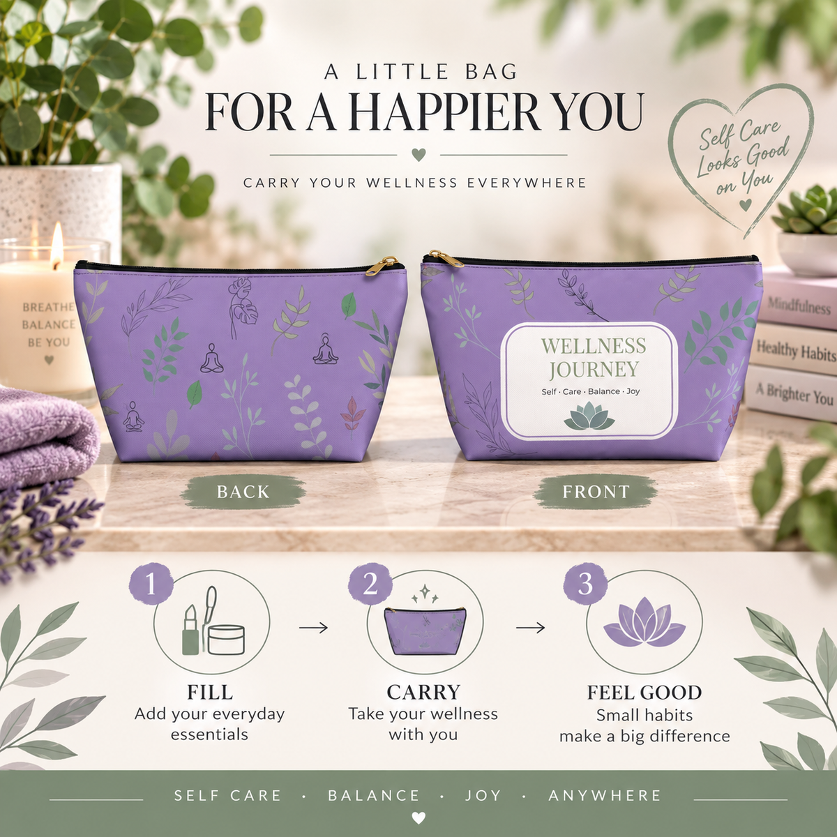 Wellness Journey Pouch Self-Care Organizer