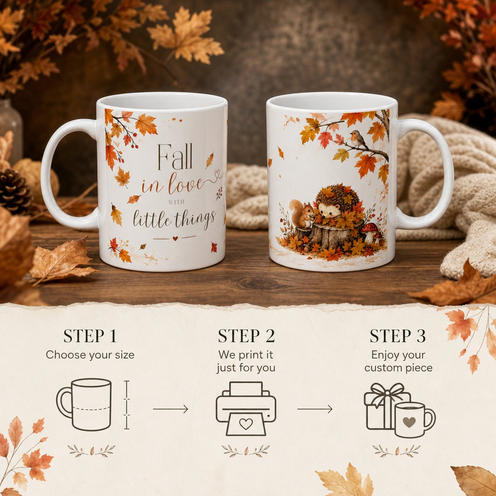 Fall in Love Ceramic Mug | Autumn Forest Animal Gift - new - Personalization Process