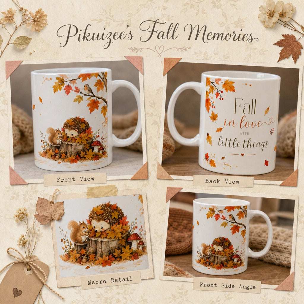 Fall in Love Ceramic Mug | Autumn Forest Animal Gift - new - Wrap Around Artwork