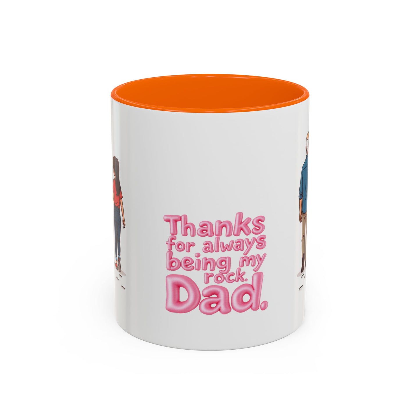 Close-up of 11oz ceramic mug with orange handle - Pikuizee Rituals