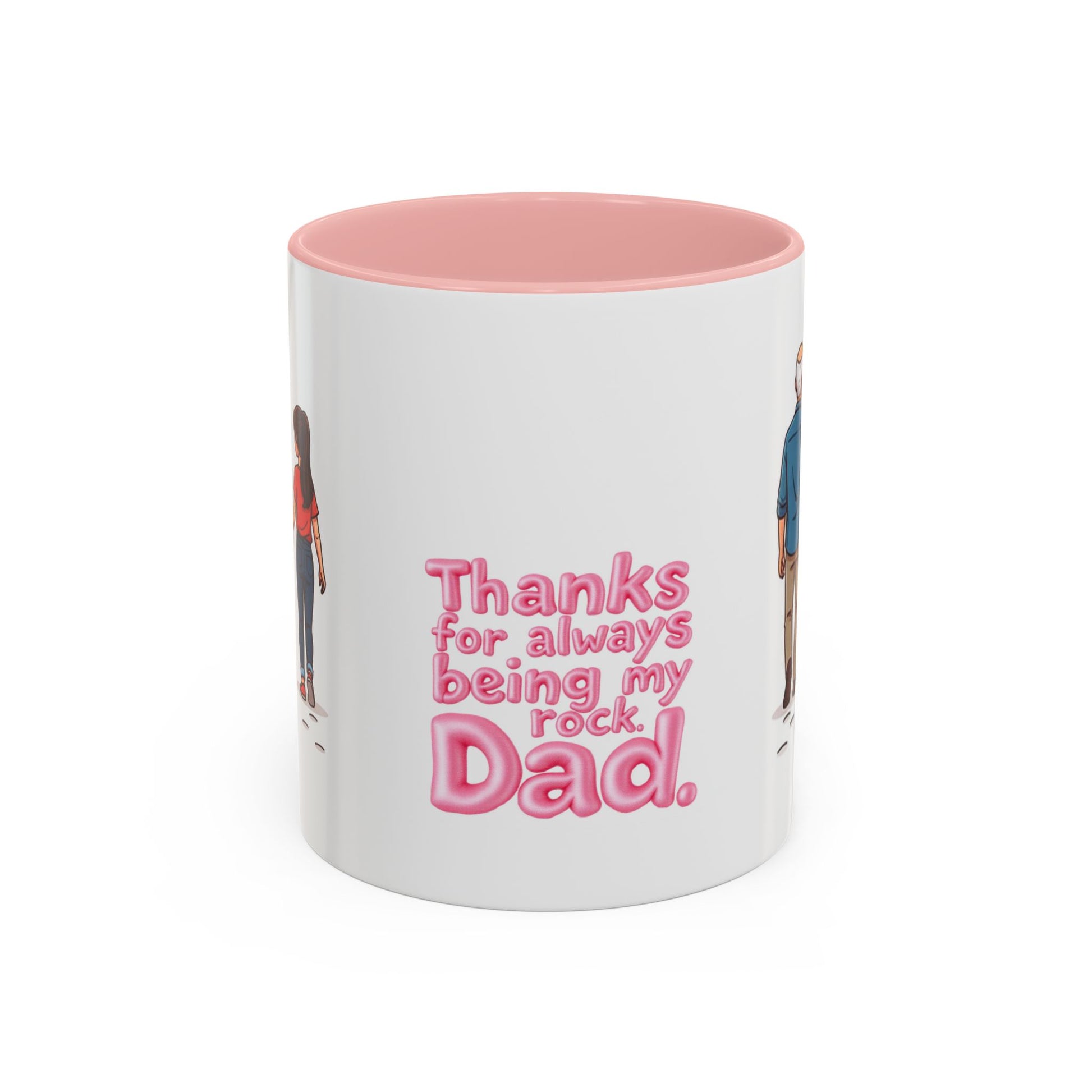 Close-up of 11oz ceramic mug with pink handle - Pikuizee Rituals