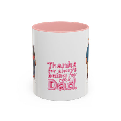Close-up of 11oz ceramic mug with pink handle - Pikuizee Rituals