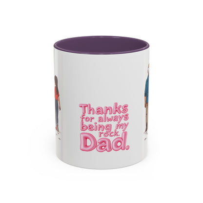 Close-up of 11oz ceramic mug with purple handle - Pikuizee Rituals