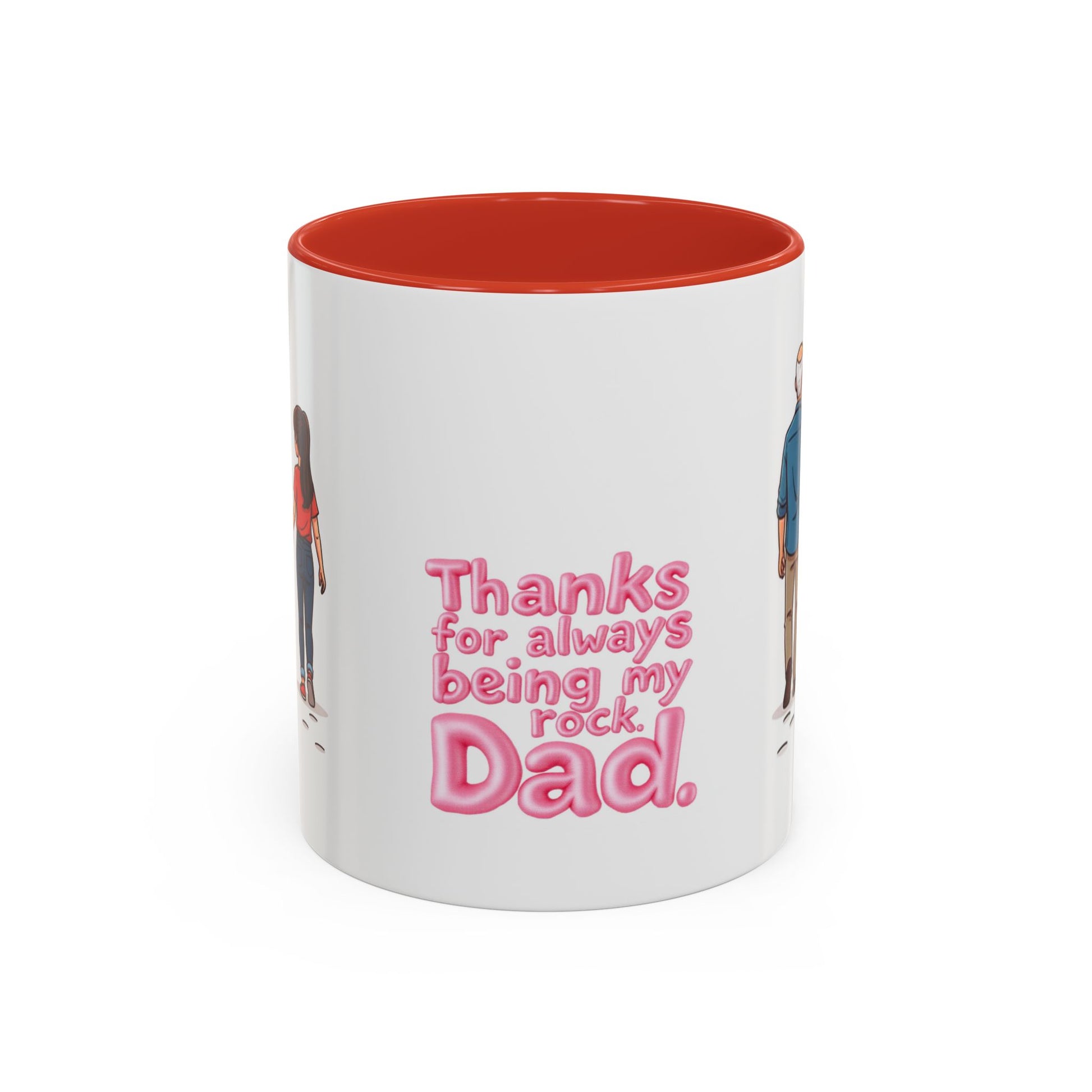 Close-up of 11oz ceramic mug with red handle - Pikuizee Rituals