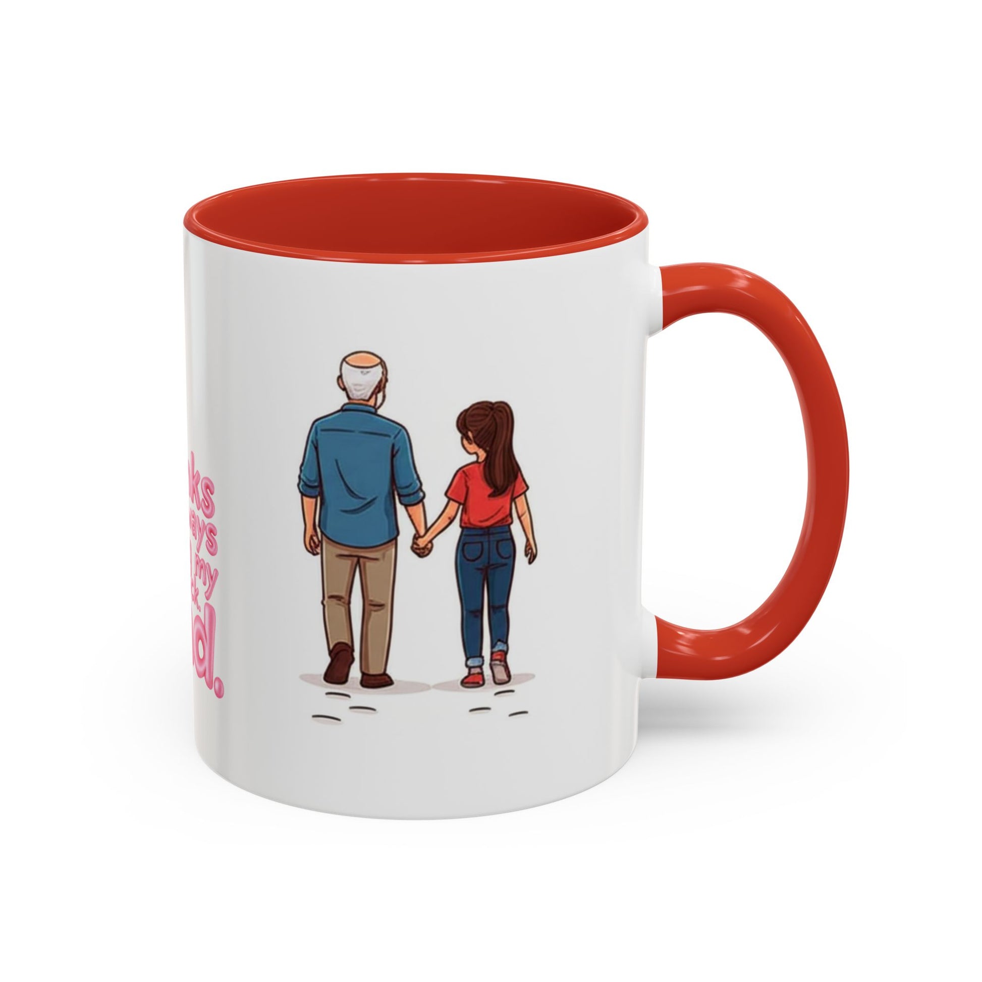 Standard 11oz Father's Day mug with red interior and Dad illustration