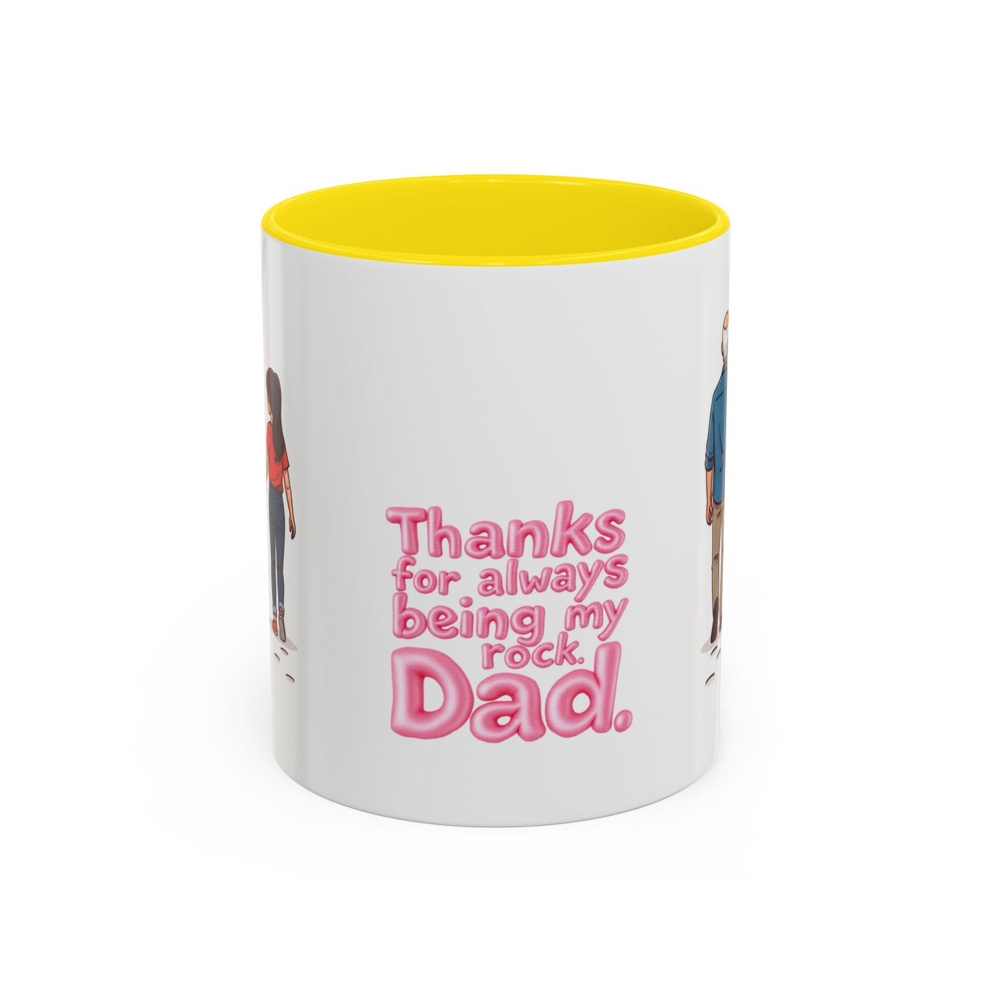 Close-up of 11oz ceramic mug with yellow handle - Pikuizee Rituals