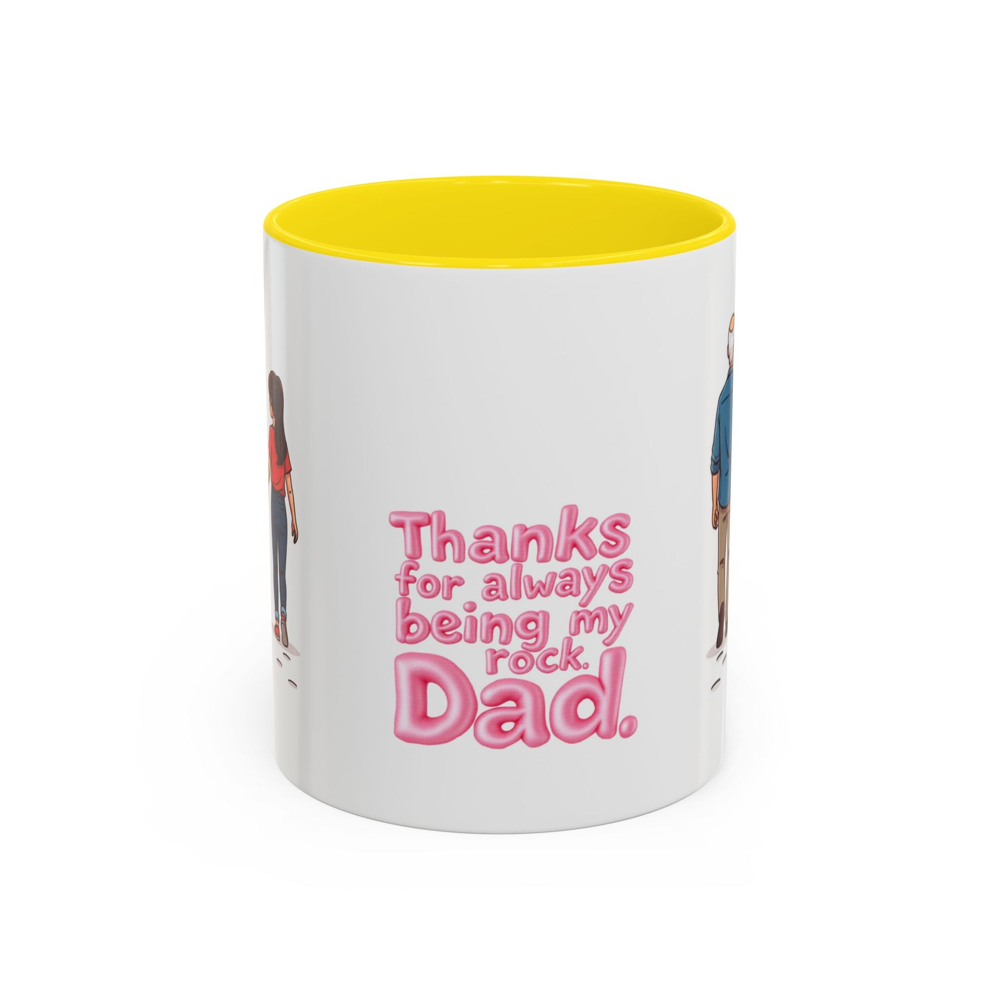 Close-up of 11oz ceramic mug with yellow handle - Pikuizee Rituals