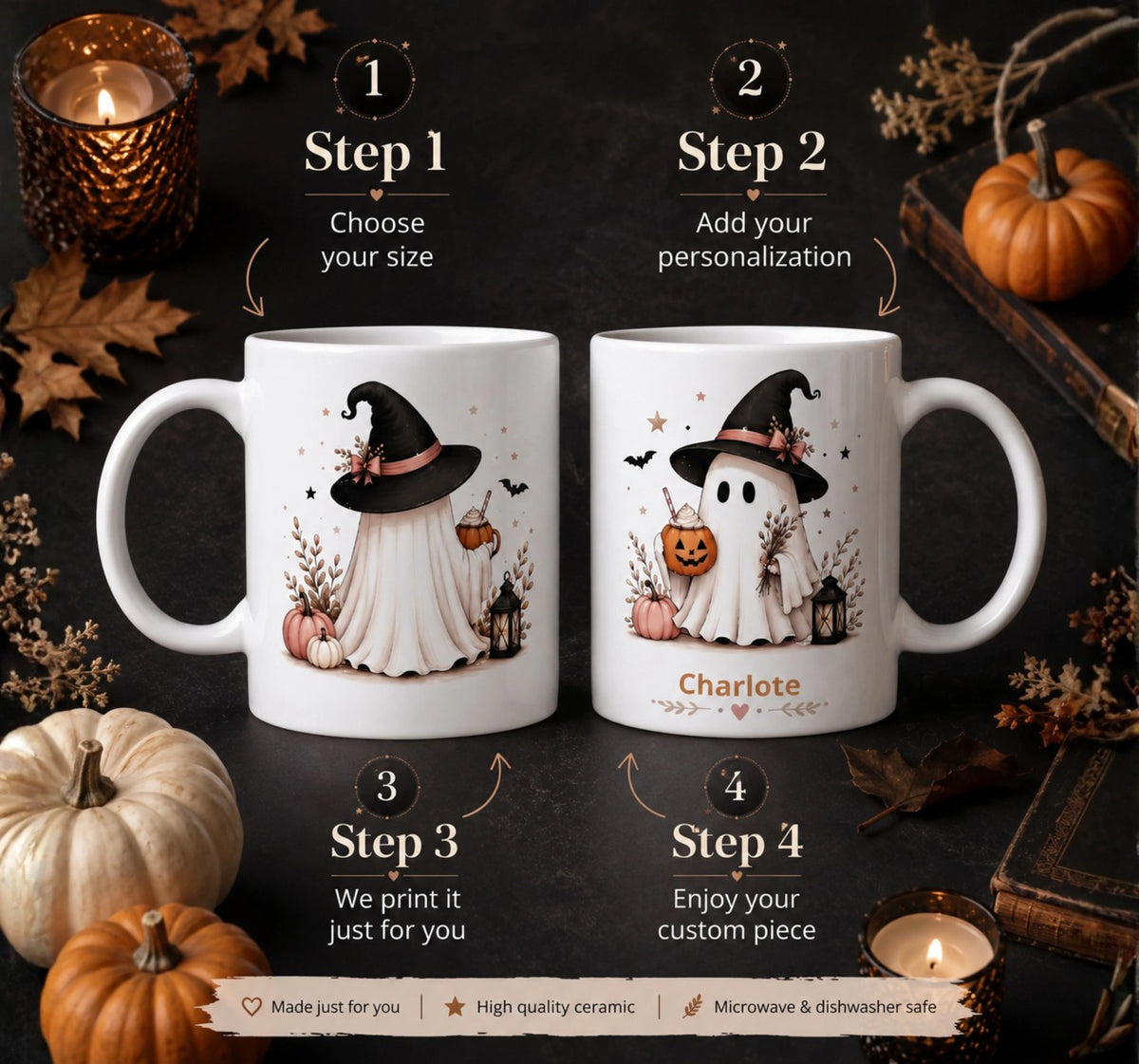 Ghost Witch Hat Halloween Mug