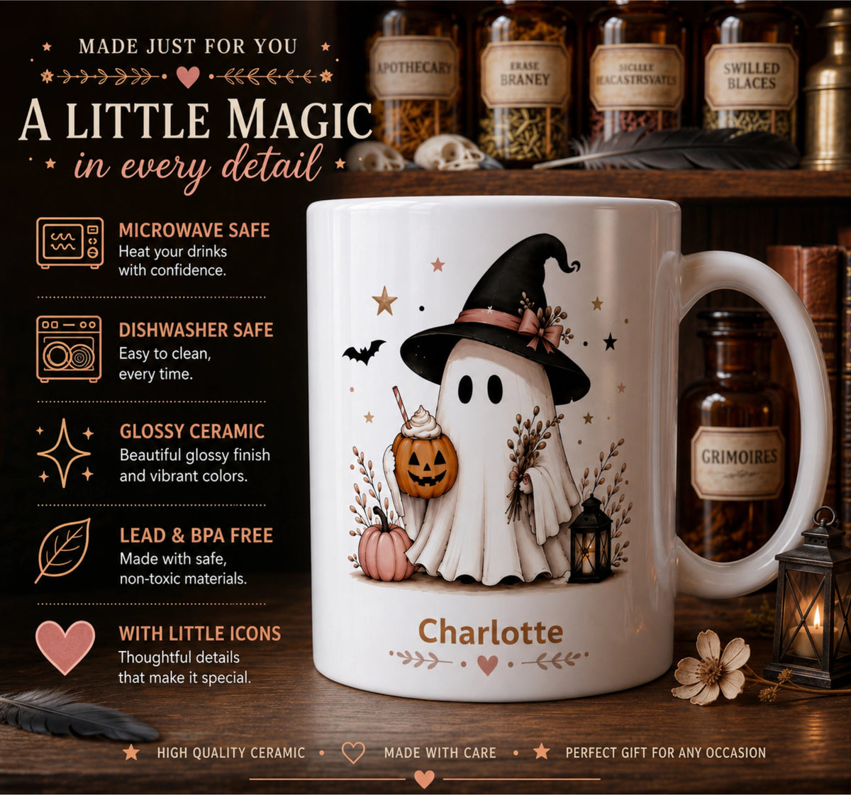Ghost Witch Hat Halloween Mug
