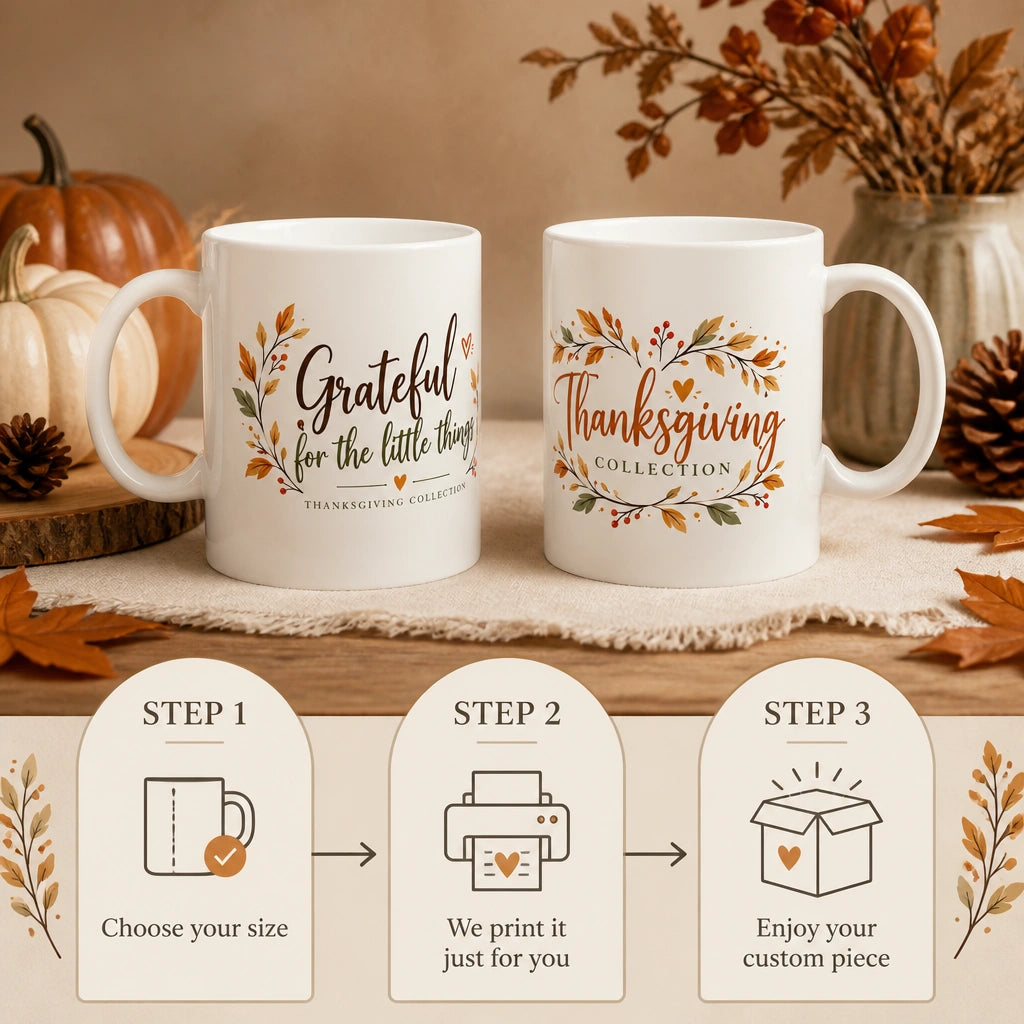 Grateful Autumn Thanksgiving Ceramic Mug | Cozy Fall Gift - new - Personalization Process