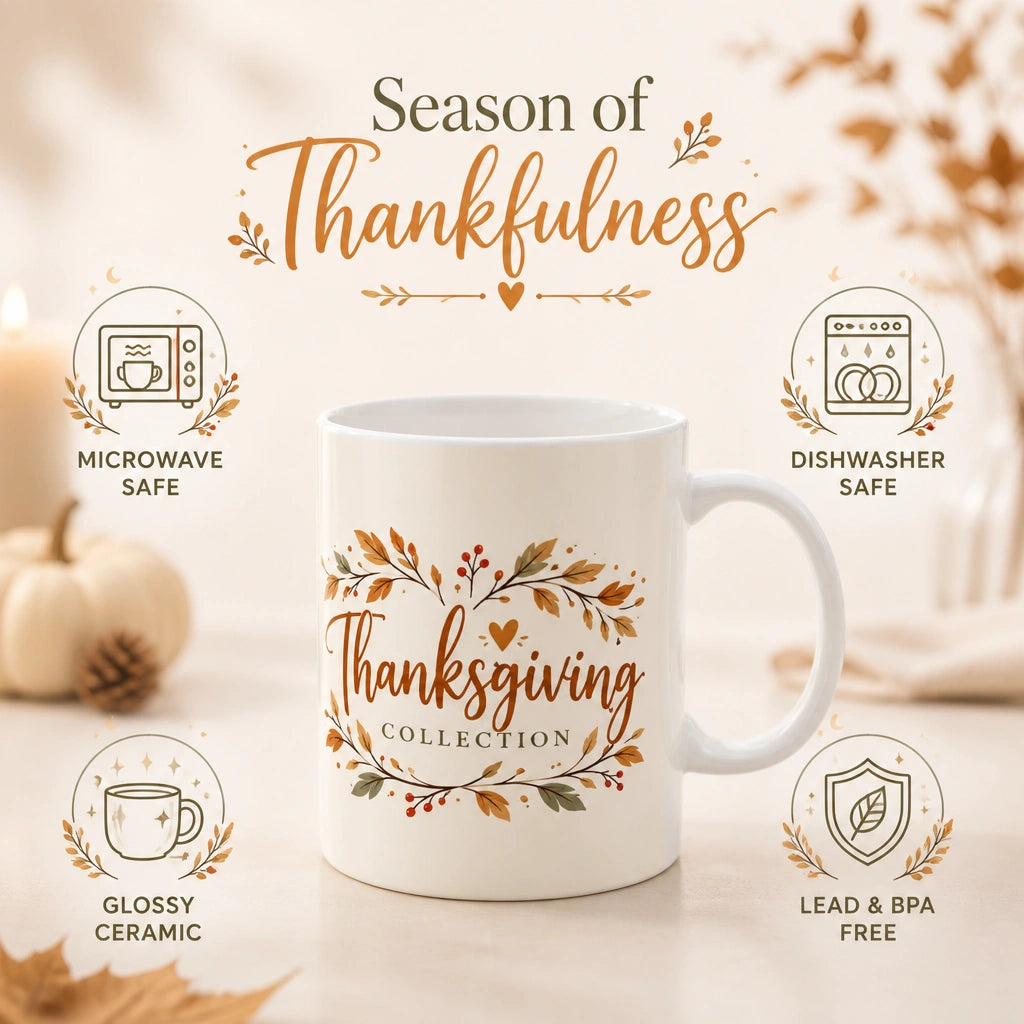 Grateful Autumn Thanksgiving Ceramic Mug | Cozy Fall Gift - new - Product Feature