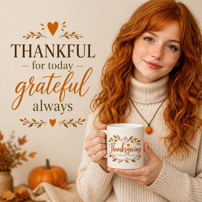 Grateful Autumn Thanksgiving Ceramic Mug | Cozy Fall Gift - new - Seasonal Ritual
