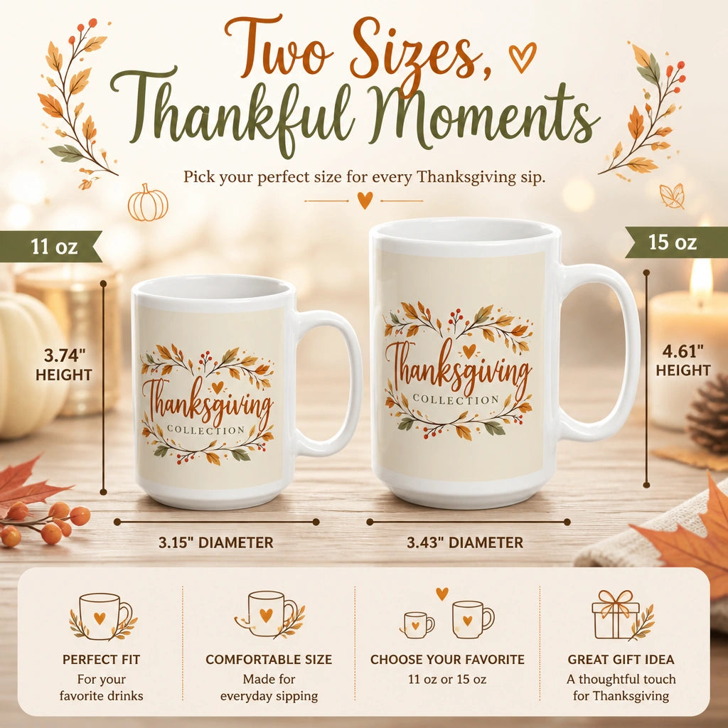 Grateful Autumn Thanksgiving Ceramic Mug | Cozy Fall Gift - new - Variants Size