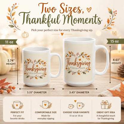 Grateful Autumn Thanksgiving Ceramic Mug | Cozy Fall Gift - new - Variants Size