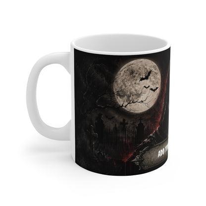 Grim Reaper Mask Cemetery Mug | Halloween Dark Gothic Moonlit Coffee