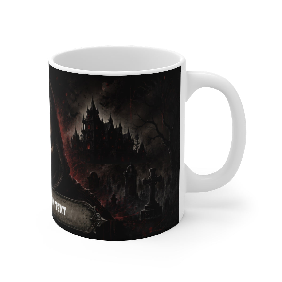 Grim Reaper Mask Cemetery Mug | Halloween Dark Gothic Moonlit Coffee
