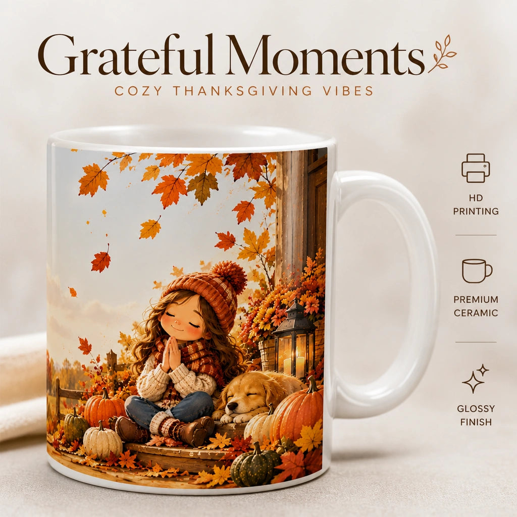 Happy Thanksgiving Ceramic Mug | Cozy Fall Gift - new - Premium Detail