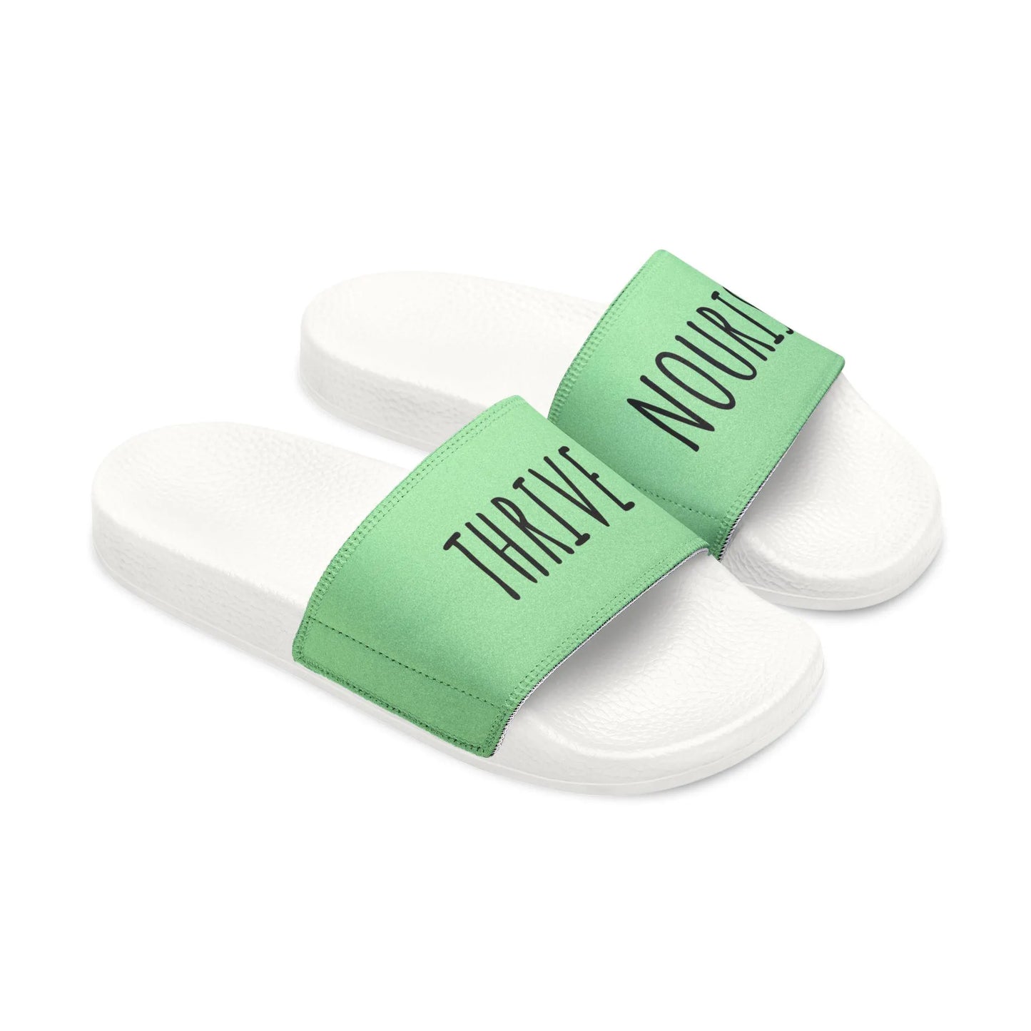 Nourish Typography Youth Slide Sandals | Minimalist Design