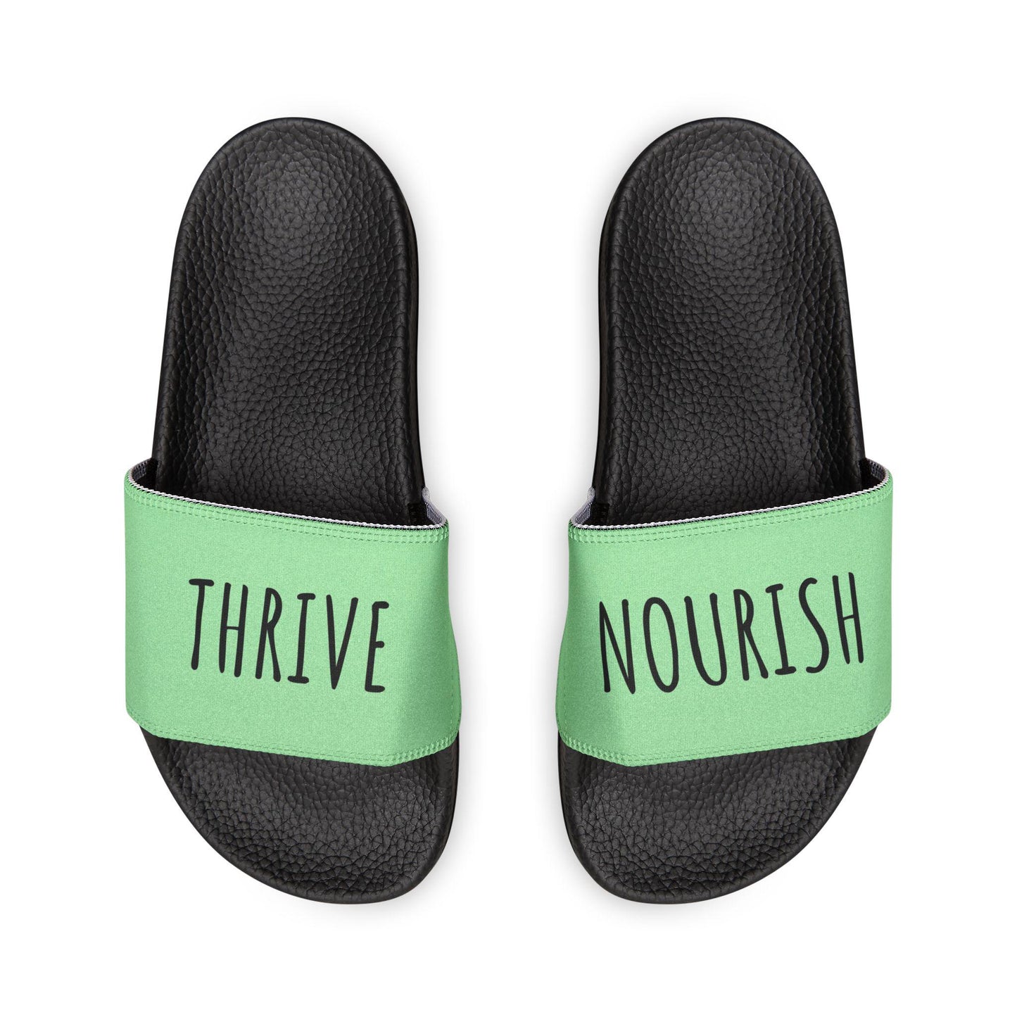 Nourish Typography Youth Slide Sandals | Minimalist Design