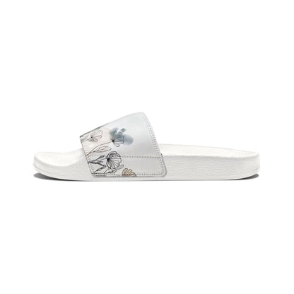 Watercolor Wildflower Youth Sandals | Nature Art Kids Slides