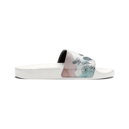 Watercolor Wildflower Youth Sandals | Nature Art Kids Slides