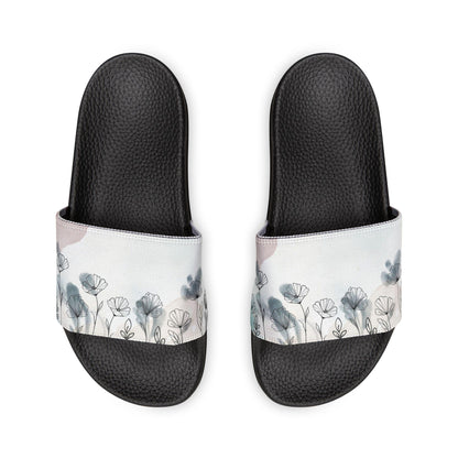 Watercolor Wildflower Youth Sandals | Nature Art Kids Slides