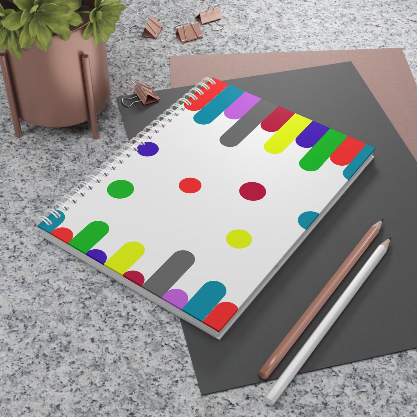 Colorful Paint Drip Spiral Notebook | Creative Writing Journal