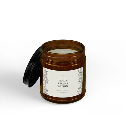 Peace Begins Within Soy Candle | Mindfulness Inspirational Gift