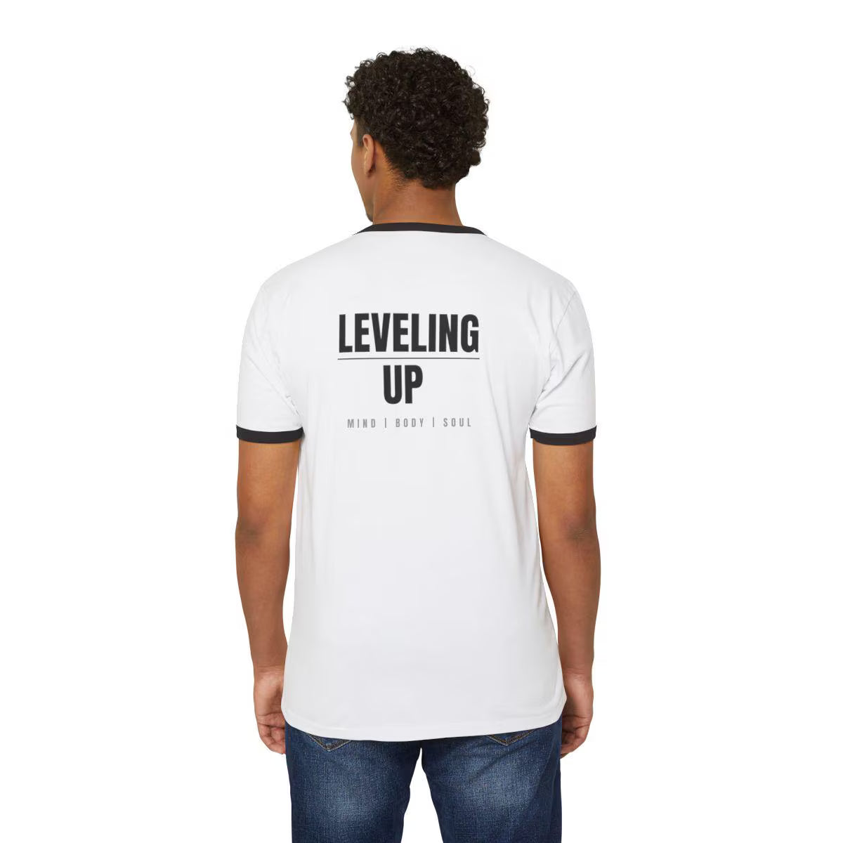 Mind Body Soul Leveling Up Unisex Ringer Tee | Motivational Gift