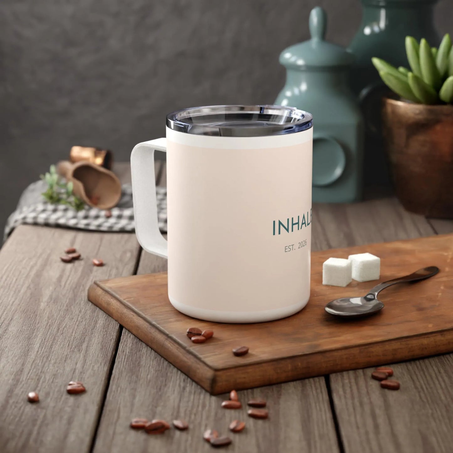 Inhale Est 2026 Minimalist Insulated Mug | Modern Wellness Gift