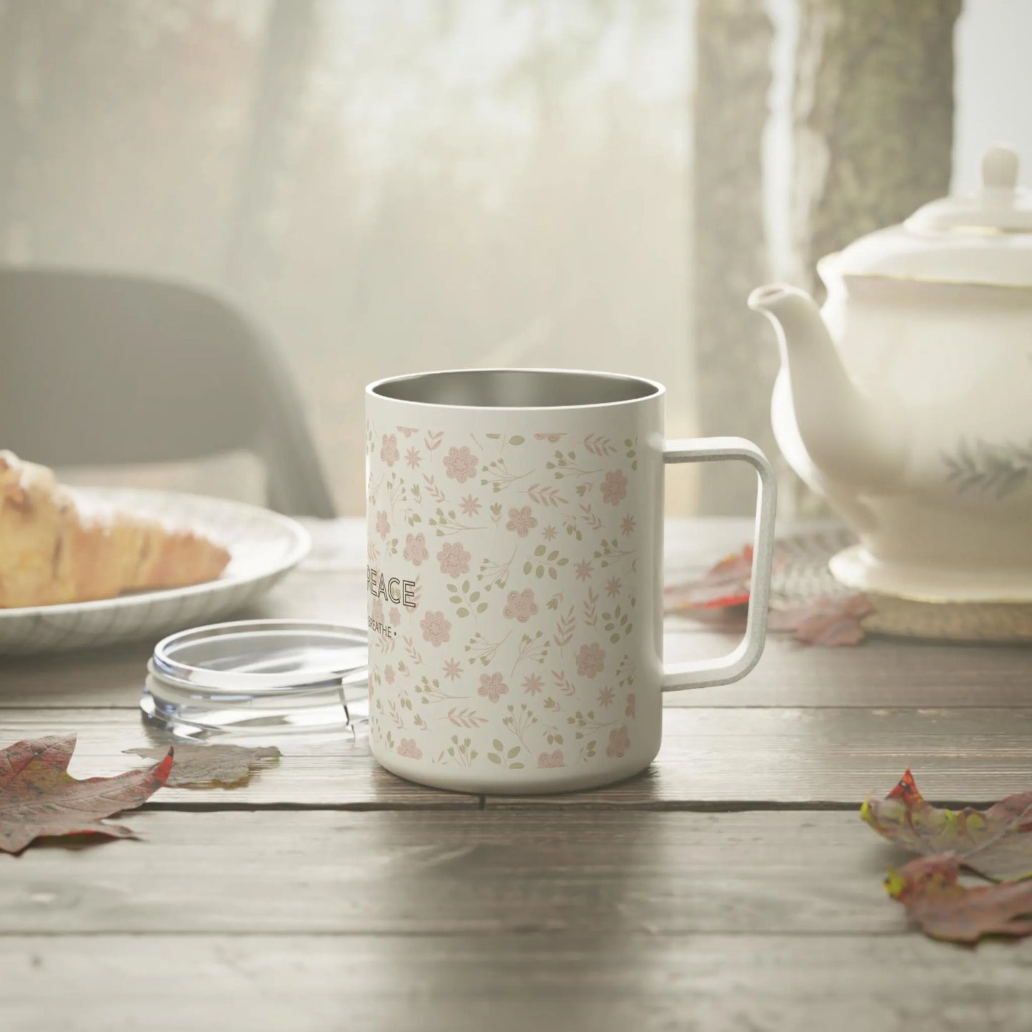 Peaceful Floral Insulated Coffee Mug | Mindfulness Gift