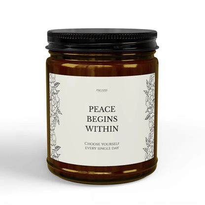 Peace Begins Within Soy Candle | Mindfulness Inspirational Gift